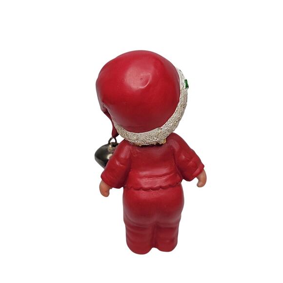 VTG 1980 Ruth Morehead Holly Babes ELF Christmas Figurine Jingle Bell 4" Tall - Picture 3 of 7